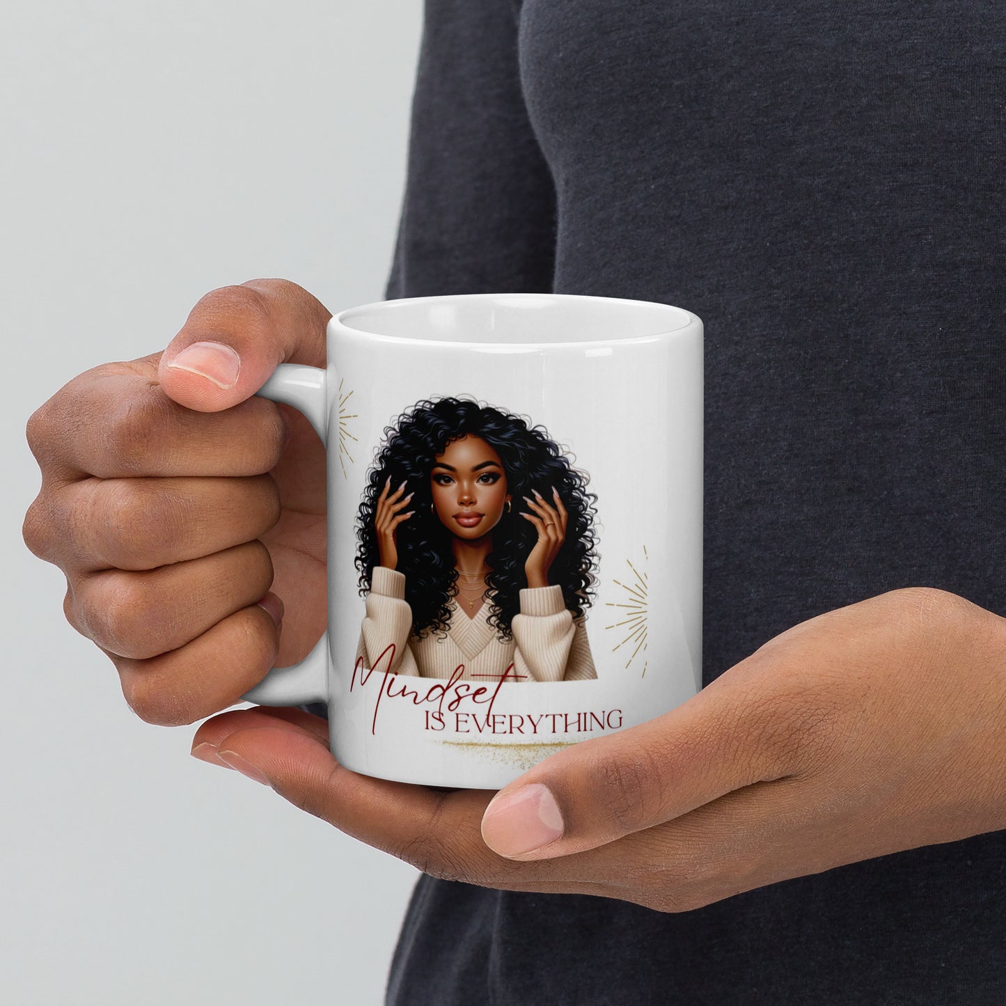 Mindset is Everything Mug (Black Hair)